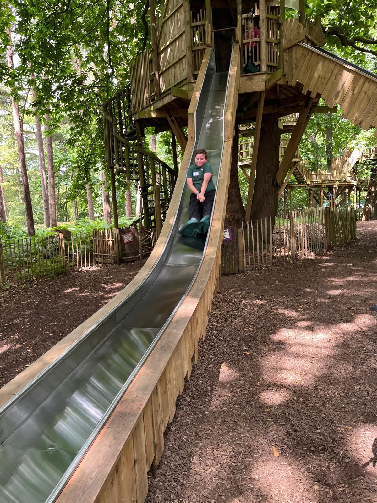 student on slide