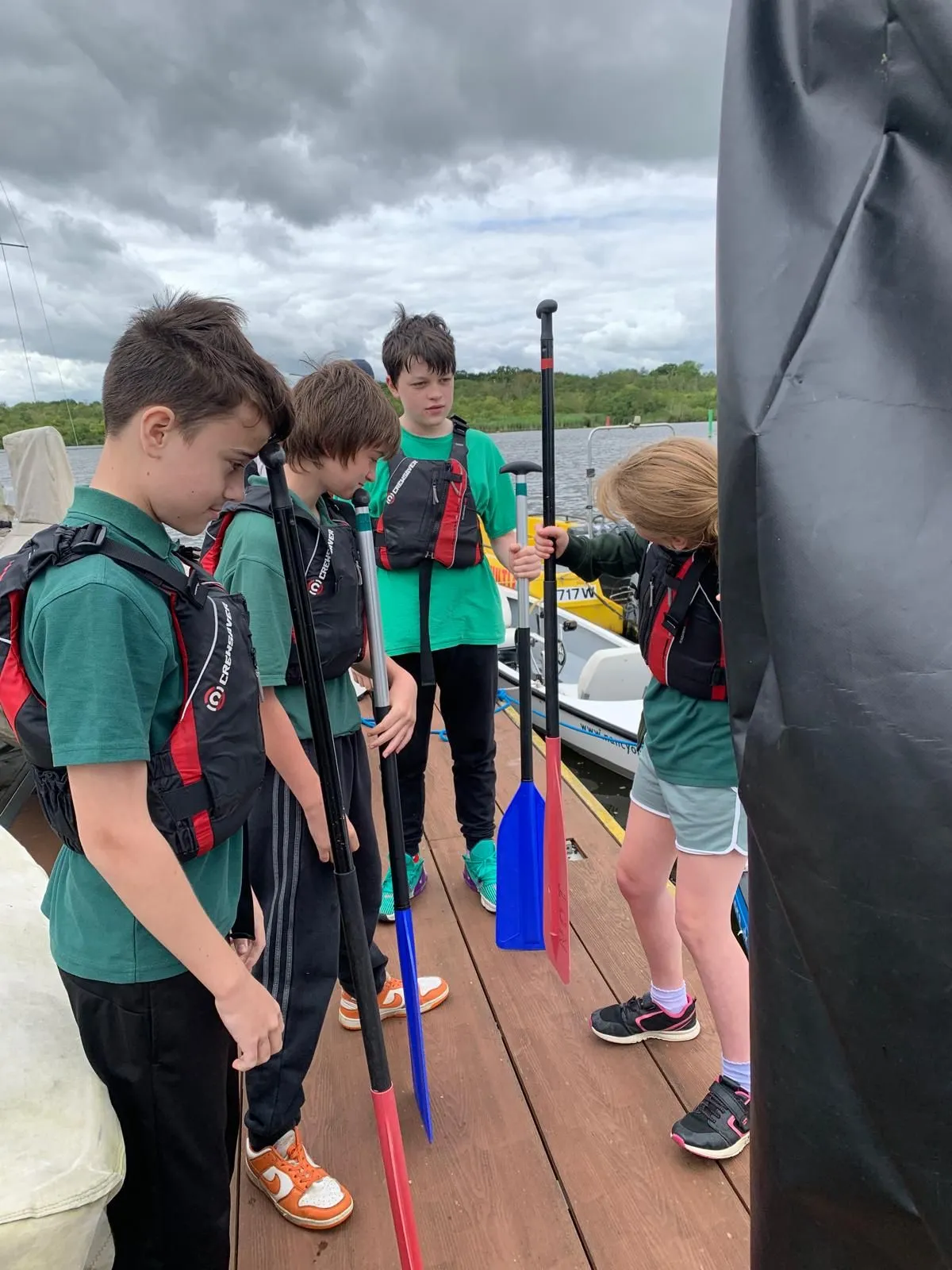 Nancy Oldfield Boating with students