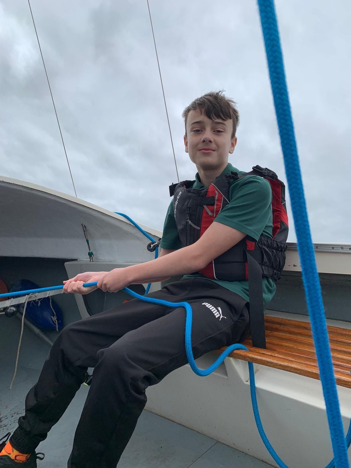 student on a boat