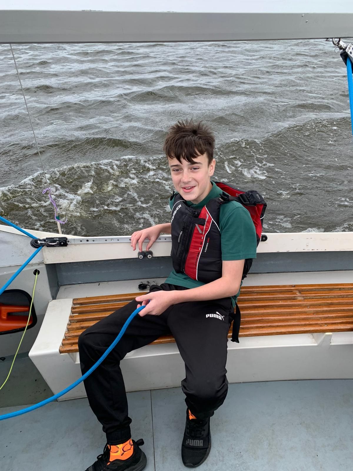 student on a boat