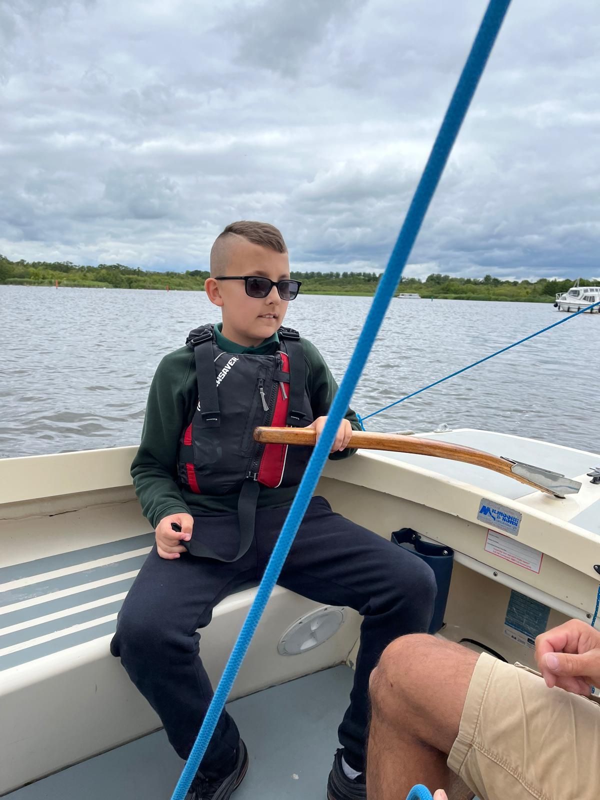 student on a boat 