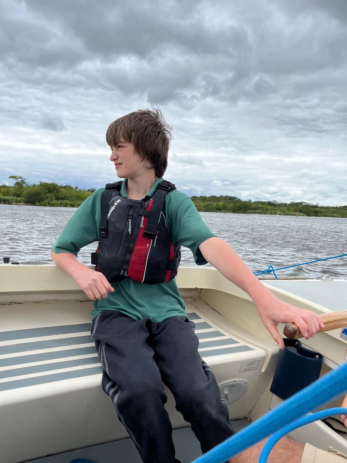 student on a boat