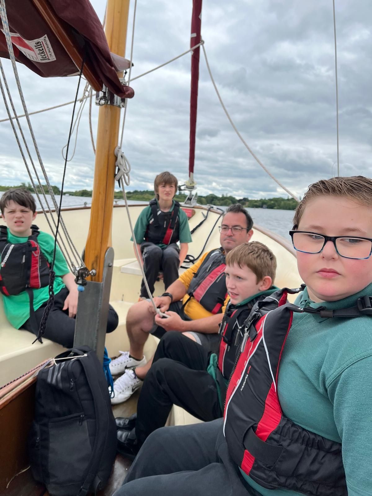 students on a boat