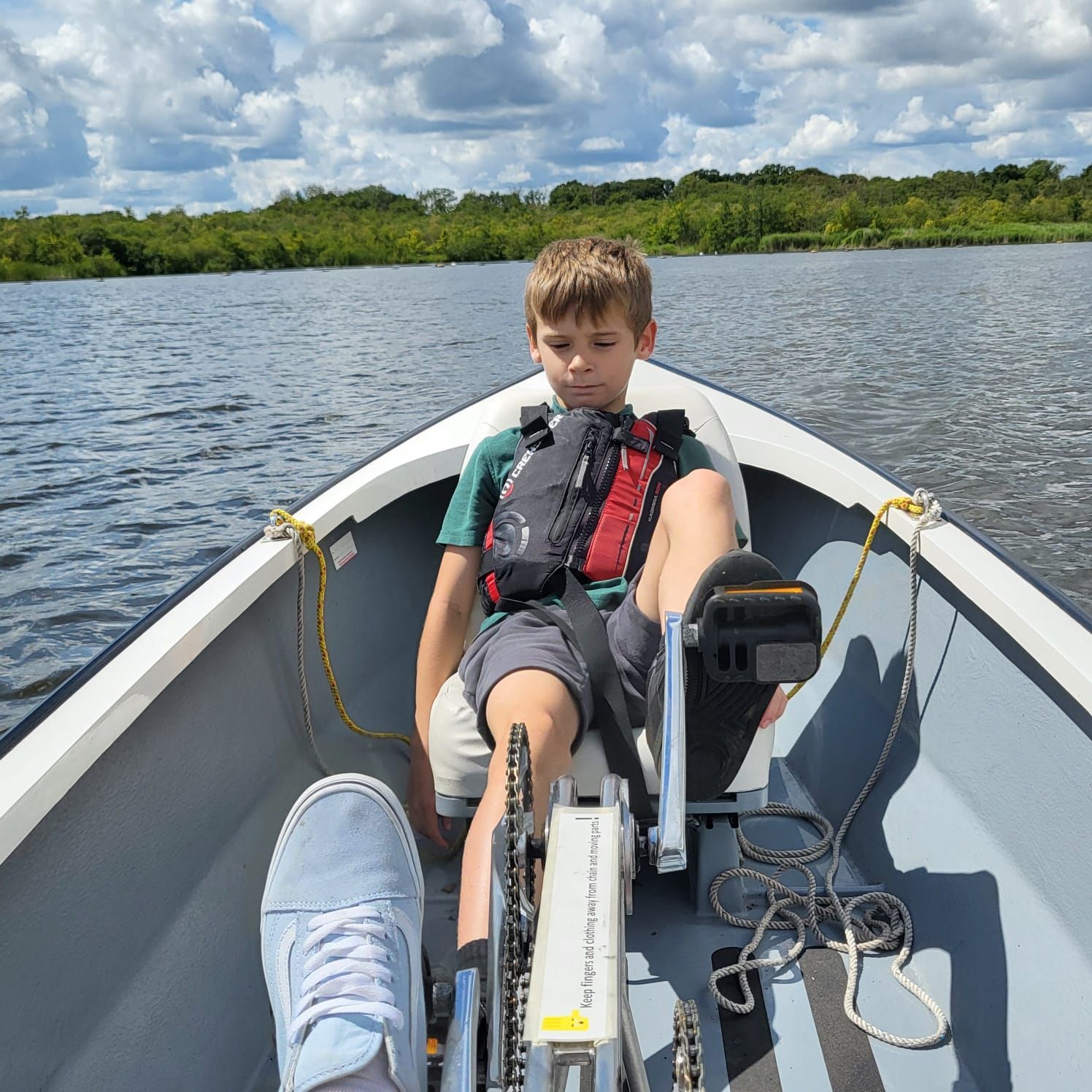 student on a boat
