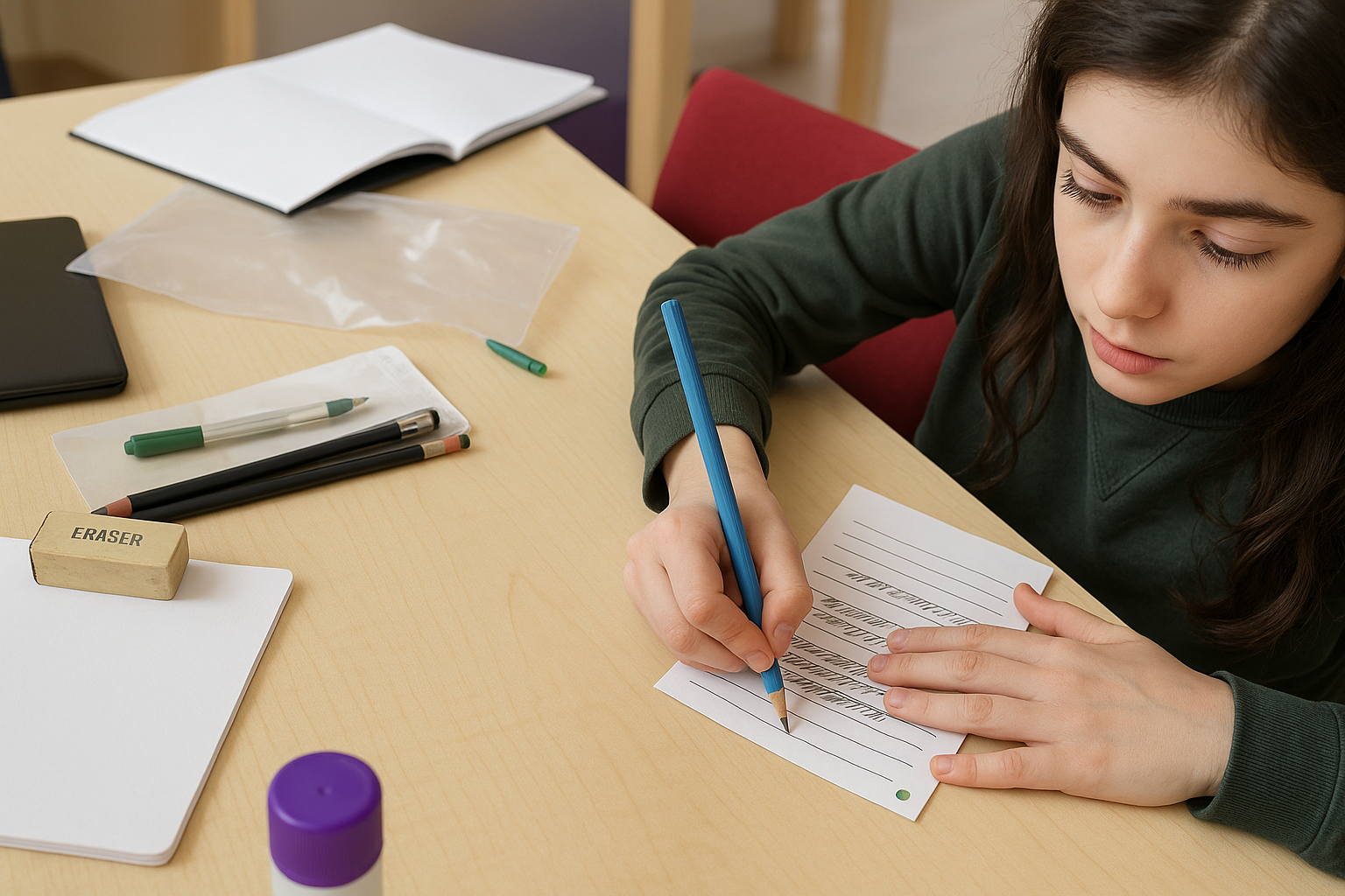 student taking notes in class